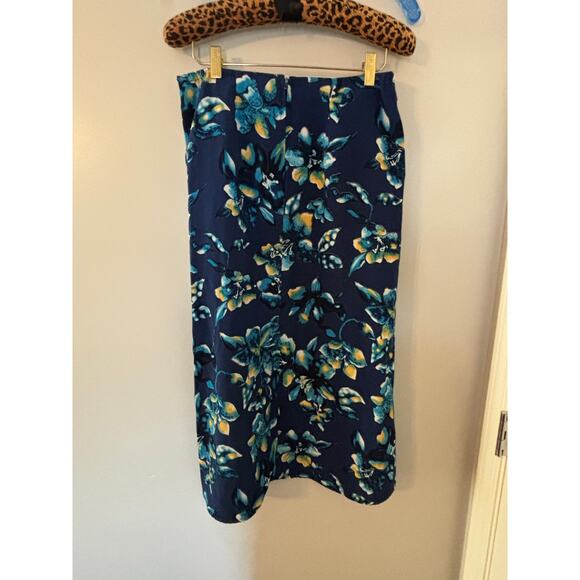 Vintage Dark Blue Norton McNaughton Petite Lily Midi Skirt with Pockets - Picture 2 of 6
